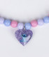 SCRUNCHIE ELASTICS WITH 2 HAIR CLIPS AND STITCH NECKLACE