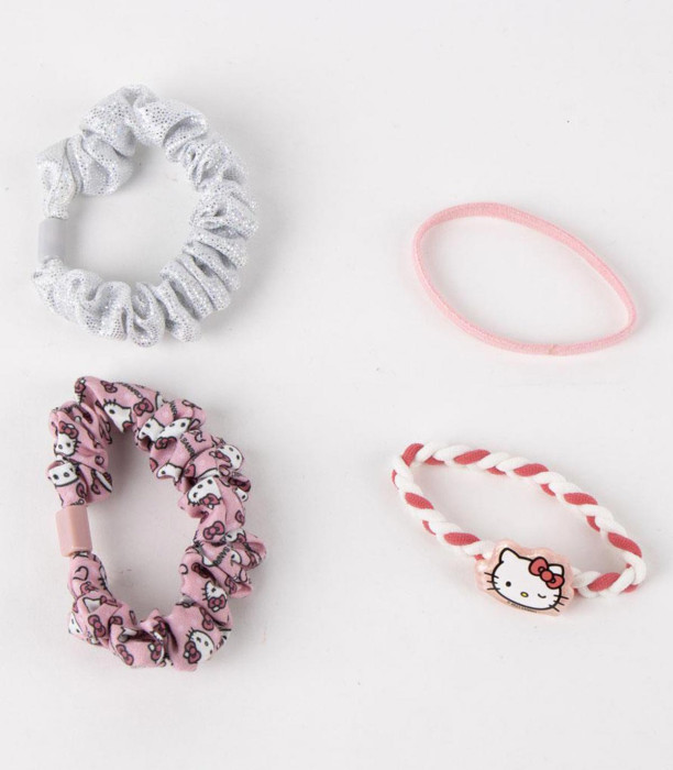 ELASTICS AND HAIR TIES 8 PCS ON CARDBOARD HELLO KITTY