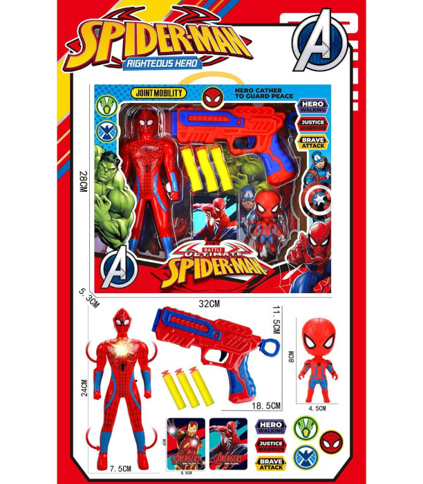 FIGURE WITH PISTOL AND SOFT DARTS SPIDER IN BOX