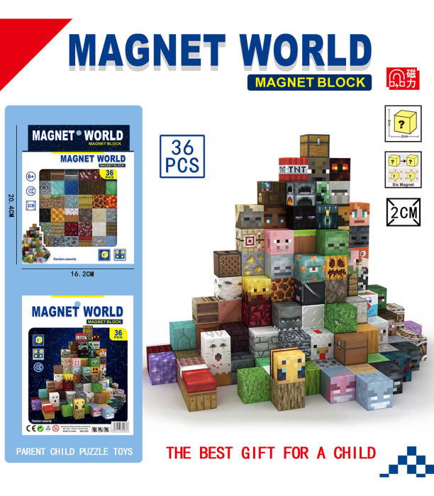 MAGNETIC MINECRAFT CUBES 36 PIECES