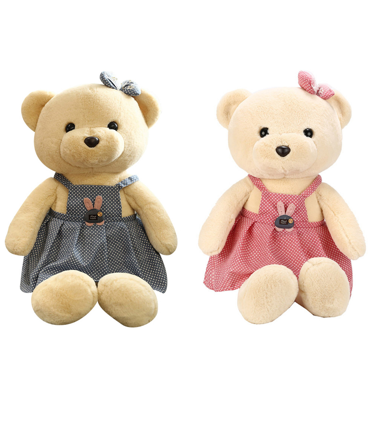 PLUSH TEDDY BEAR WITH DRESS, 35 CM, 2 COLORS