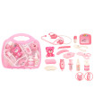 DOCTOR KIT IN A PINK SUITCASE WITH A TEDDY BEAR