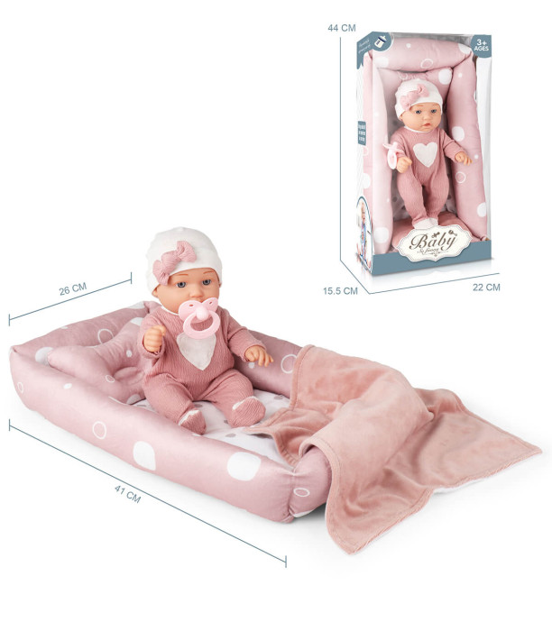 BABY WITH BED AND BLANKETS IN A BOX