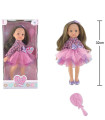 32 CM BRUNETTE DOLL WITH LONG HAIR AND A BRUSH