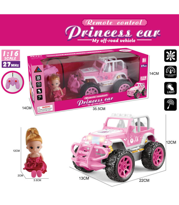 REMOTE-CONTROLLED JEEP WITH 4 TRACKS AND A DOLL