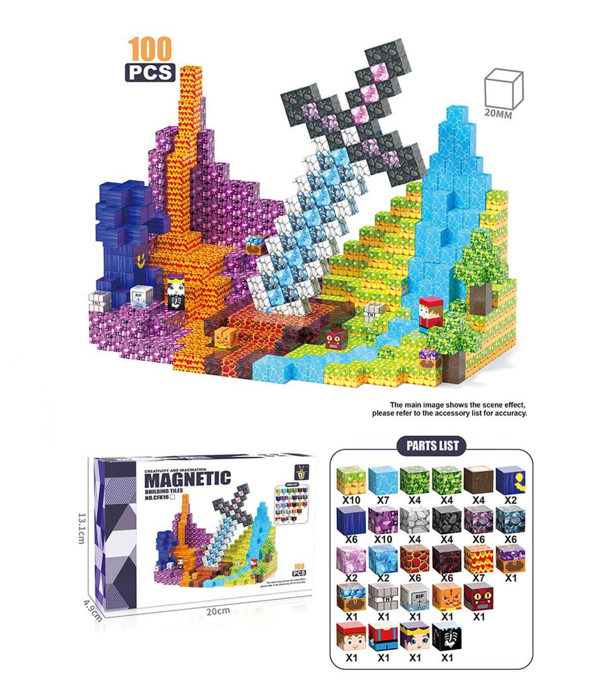 MAGNETIC CONSTRUCTION SET, 100 PIECES, MINECRAFT