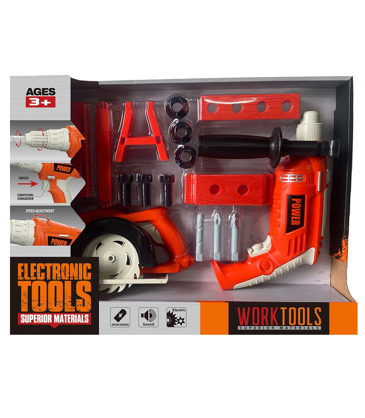 DRILL WITH A CIRCULAR SAW IN A LARGE BOX