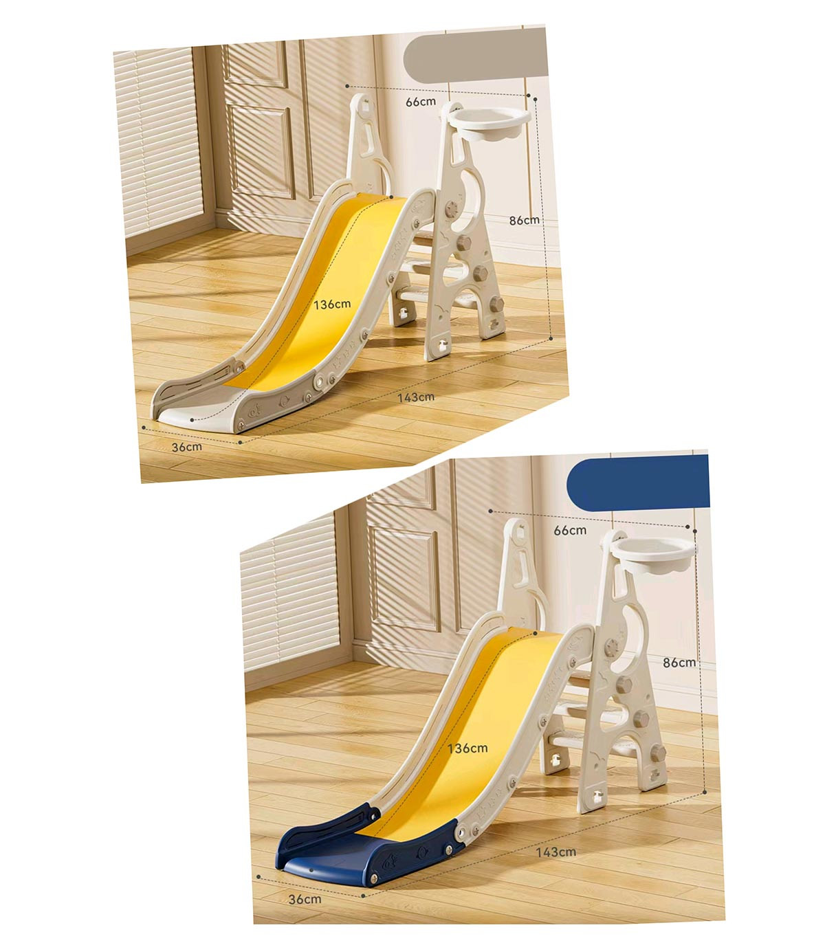 SLIDE 143 X 66 CM WITH BASKET, 2 COLORS