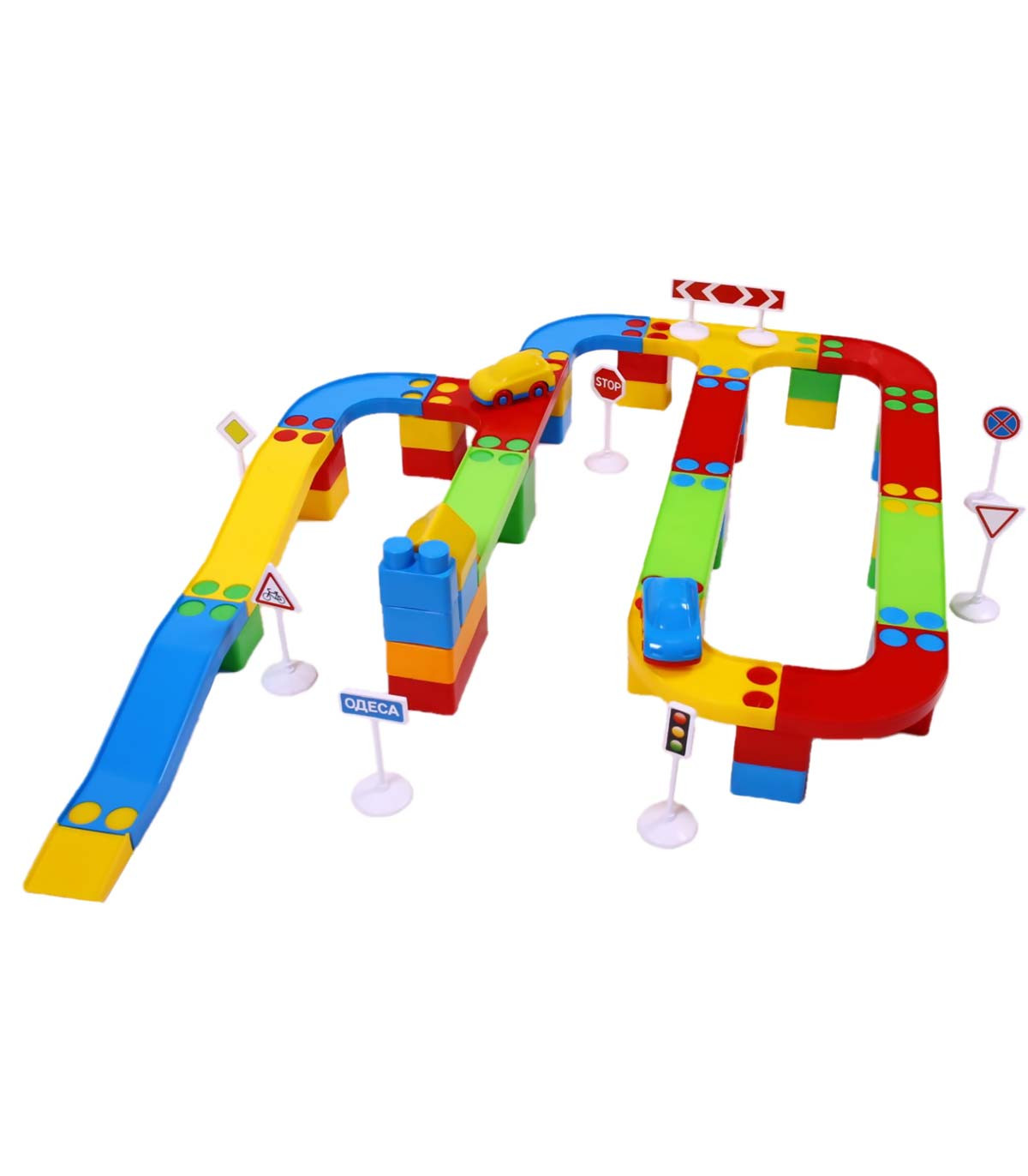 CHILDREN'S CONSTRUCTOR-TRACK WITH 2 CARS 64 PARTS