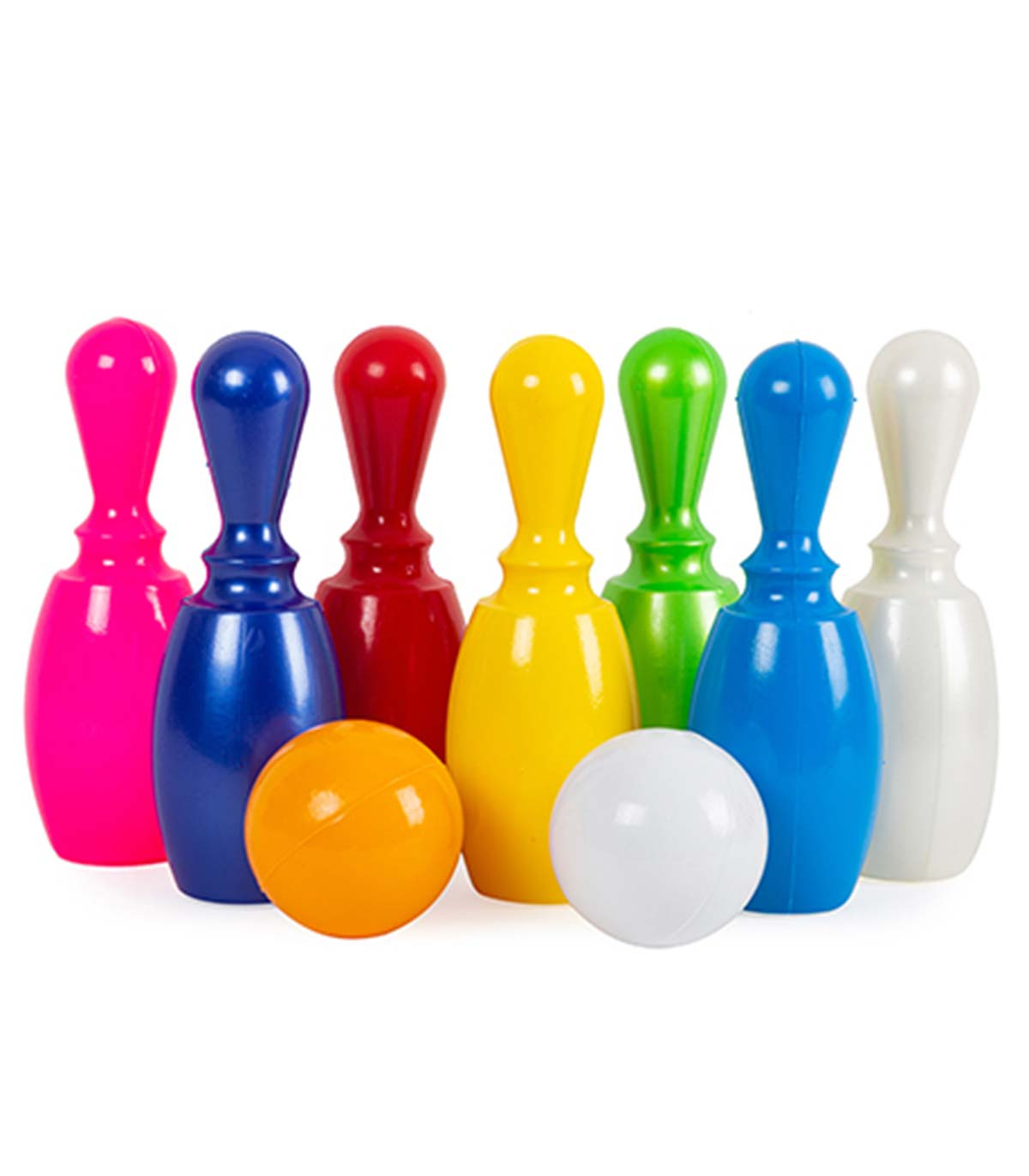 SMALL BOWLING PINS, 7 PCS, WITH 2 BALLS