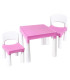 CHILDREN'S TABLE WITH 2 CHAIRS, PINK/WHITE