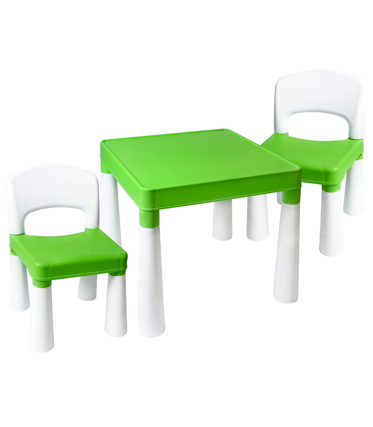 CHILDREN'S TABLE WITH 2 CHAIRS GREEN/WHITE
