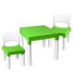 CHILDREN'S TABLE WITH 2 CHAIRS GREEN/WHITE