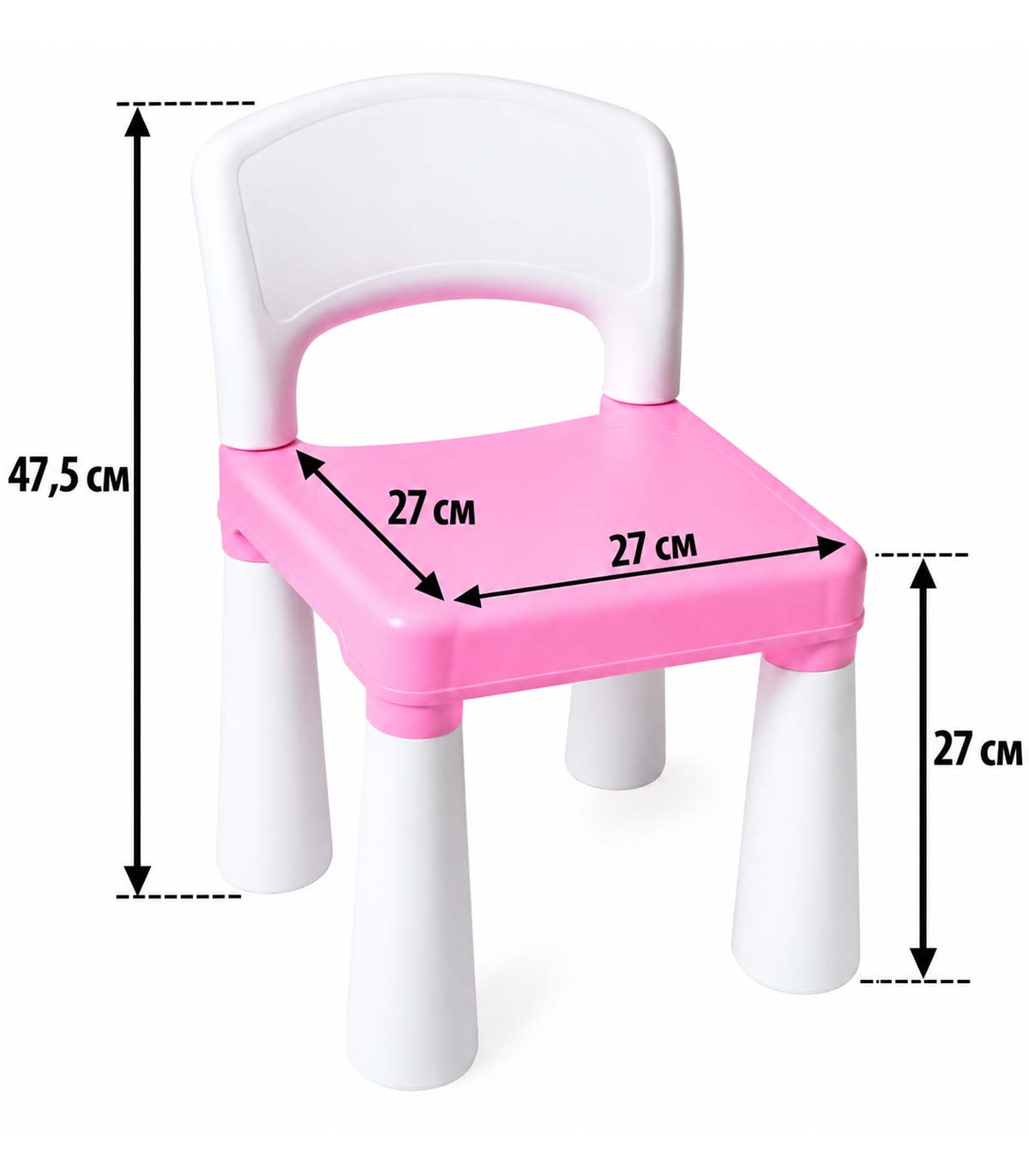 Children's Table with 2 Chairs, English Alphabet, Pink/White