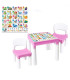 Children's Table with 2 Chairs, English Alphabet, Pink/White