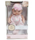 Rubber baby doll with romper and headband, 28 cm