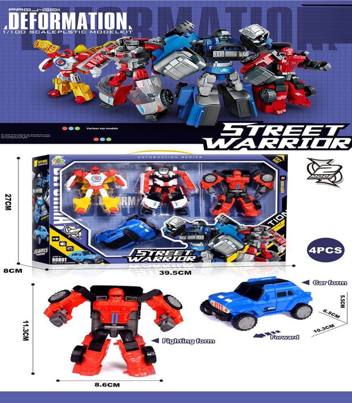 CAR TRANSFORMER, 4 PIECES PER BOX