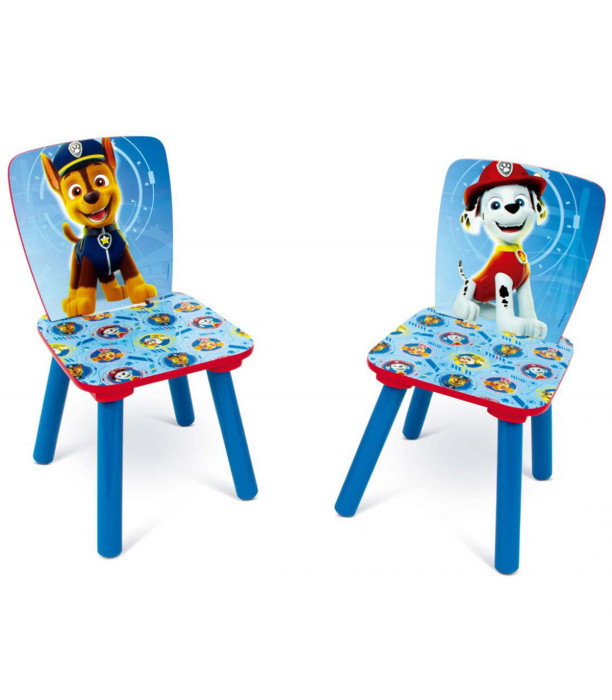 WOODEN TABLE WITH 2 PAW PATROL CHAIRS