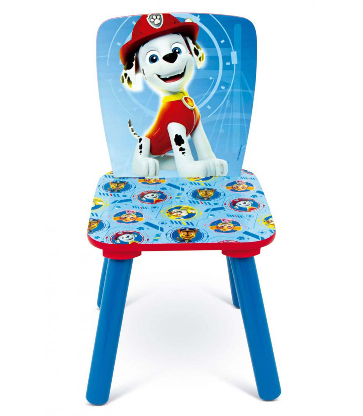 WOODEN TABLE WITH 2 PAW PATROL CHAIRS
