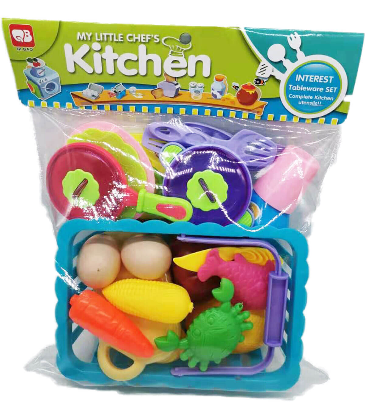 KITCHEN UTENSILS WITH FOOD AND BASKET - KITCHENS, SERVICES AND FOOD
