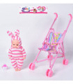PINK STROLLER AND BABY SET