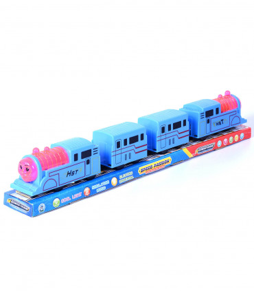 BIG BLUE TRAIN WITH EYES ON BATTERIES - TRAINS AND BUSES