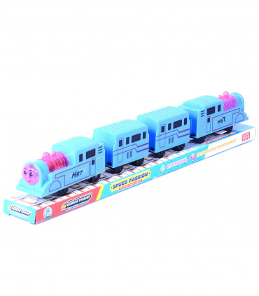 MEDIUM BLUE TRAIN ON BATTERIES - TRAINS AND BUSES