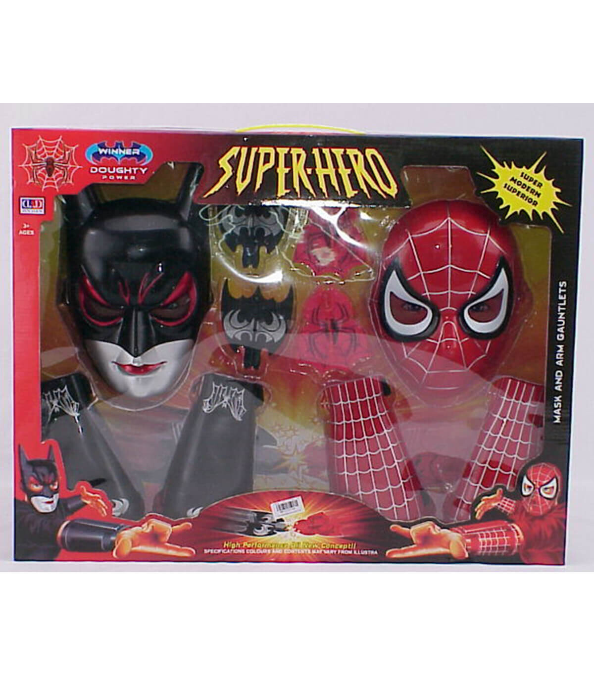 LARGE SET OF 2 SUPERHERO MASKS AND GLOVES - PARTY COSTUMES, MASKS AND WANDS