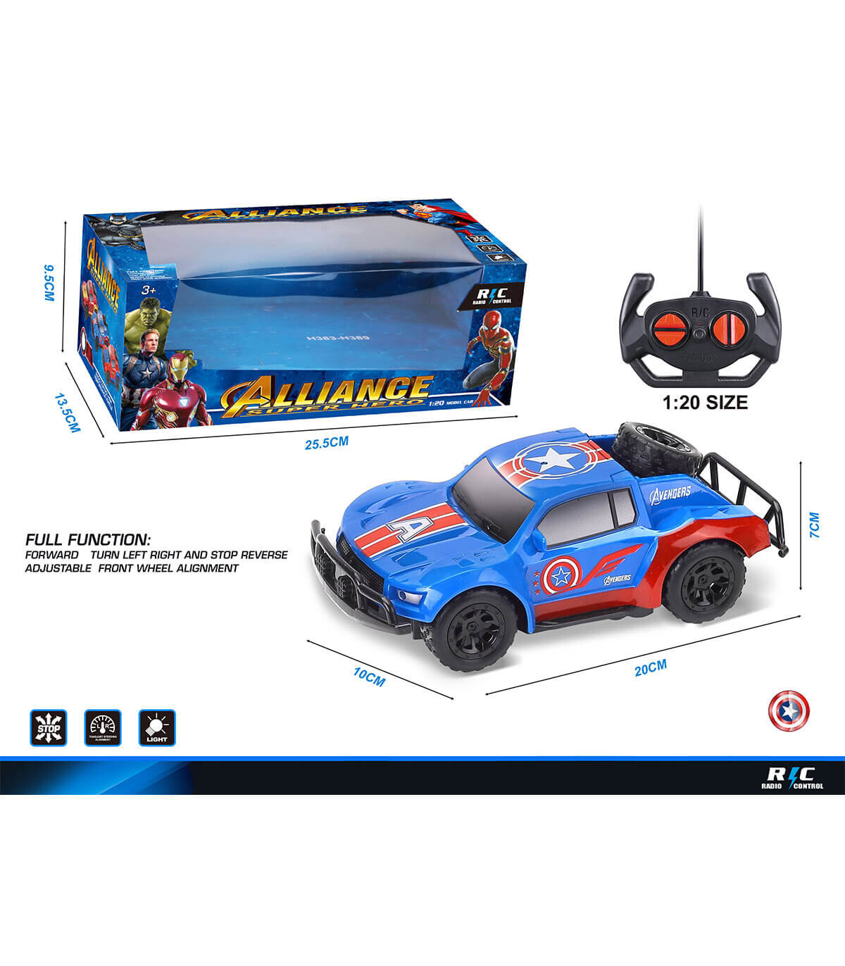 JEEP RADIO CONTROL 4 WAY BLUE SUPERHERO Armtoys