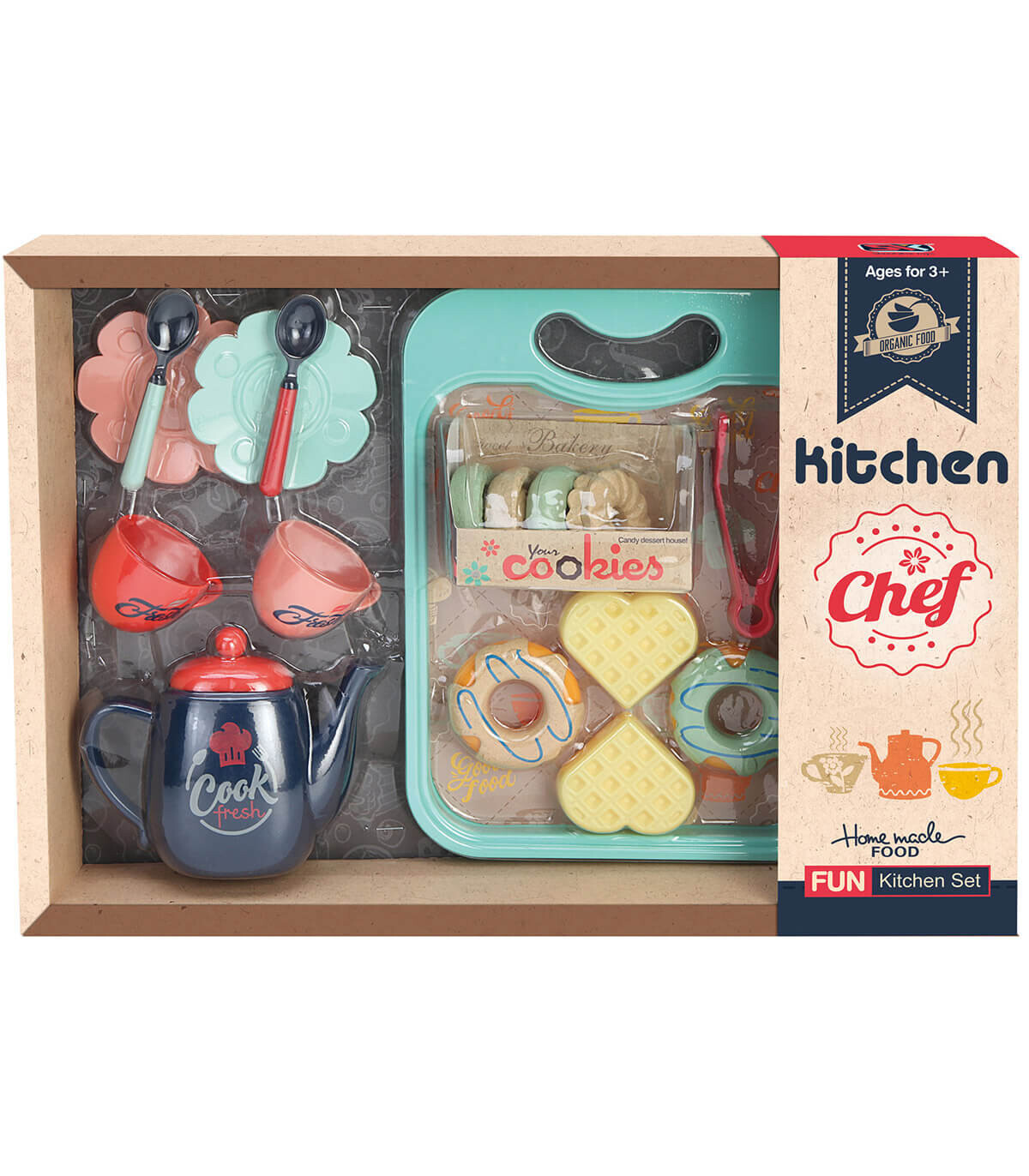 TEA SET WITH TRAY AND SWEETS - KITCHENS, SERVICES AND FOOD