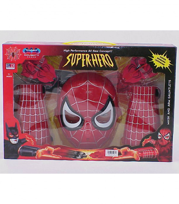 MASK WITH 2 PROTECTORS AND SPIDER SHOOTER IN BOX - Heroes