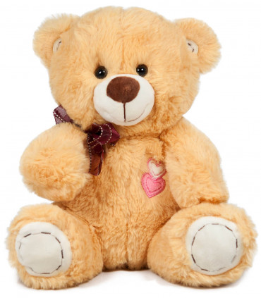 TEDDY BEAR WITH EMBROIDERED HEARTS 2 COLORS 20 CM - Small