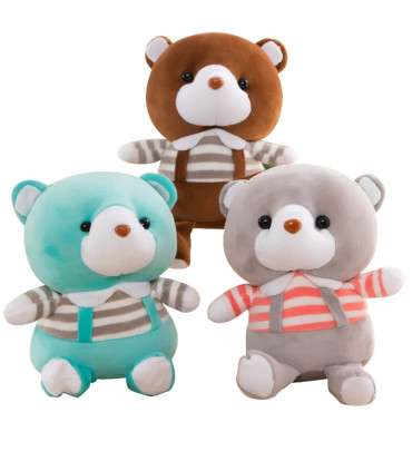TEDDY BEAR WITH STRIPED T-SHIRT 18 CM 4 COLORS - Small