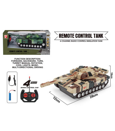 TANK REMOTE CONTROL 4 WAYS WITH BATTERY - Radio control with rechargeable battery