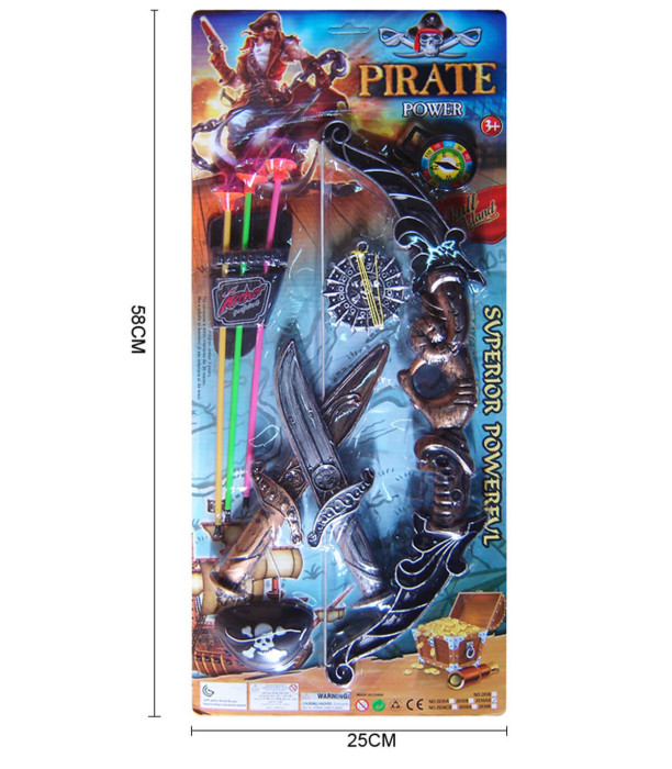 CHILDREN'S PIRATE SET BOW WITH 2 KNIVES ON CARDBOARD - SABERS, SWORDS AND BOWS