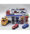 CHILDREN'S TRUCK CAR CARRIER WITH 2 HEROES AND 2 CARS