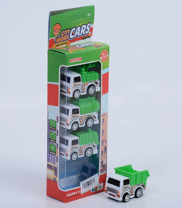 CHILDREN'S SET OF 4 TRUCKS IN A BOX - Agricultural, construction machinery and military equipments
