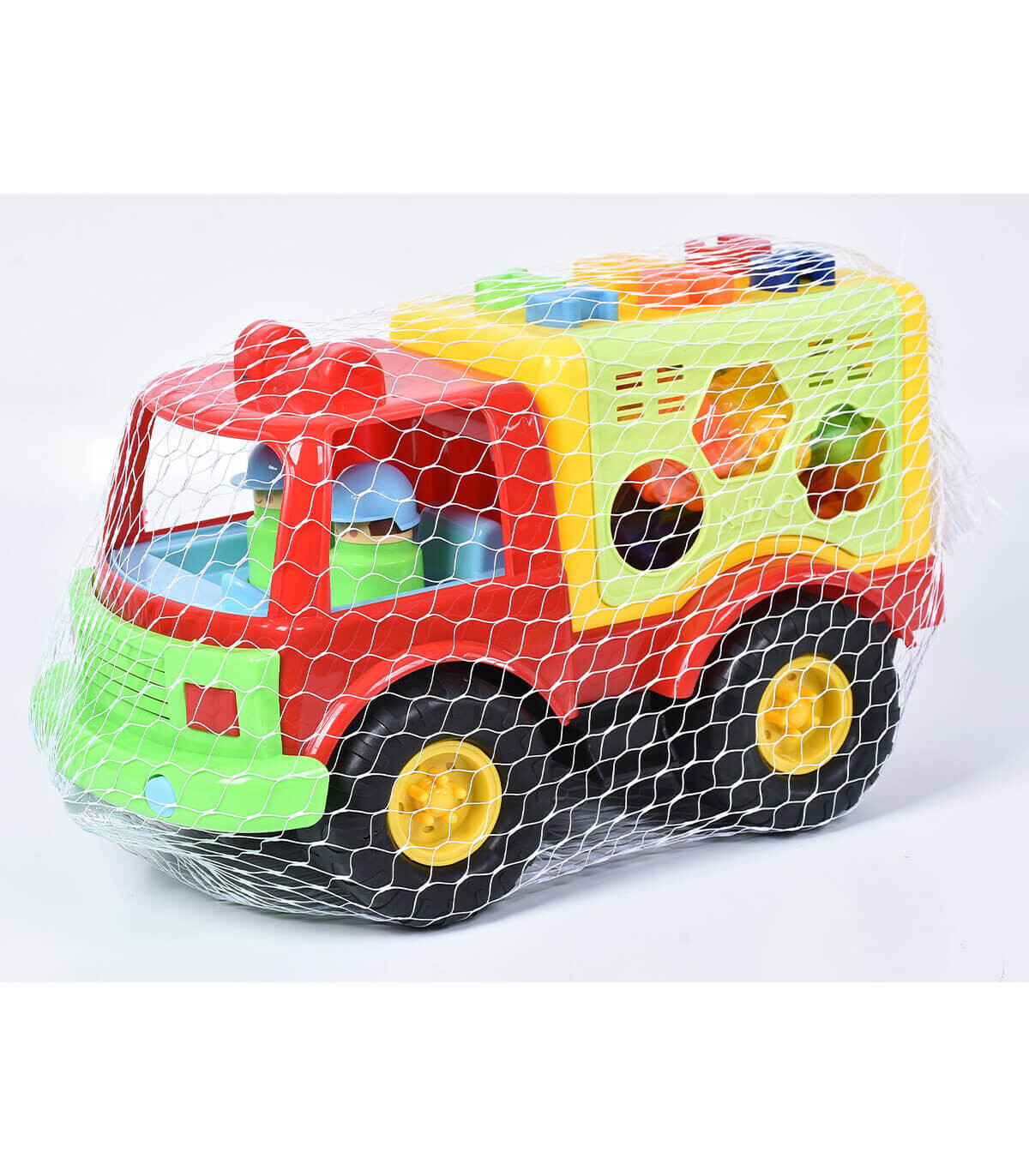 LARGE SORTER TRUCK 17 PIECES - BUILDING BLOCKS, SORTERS AND RINGS