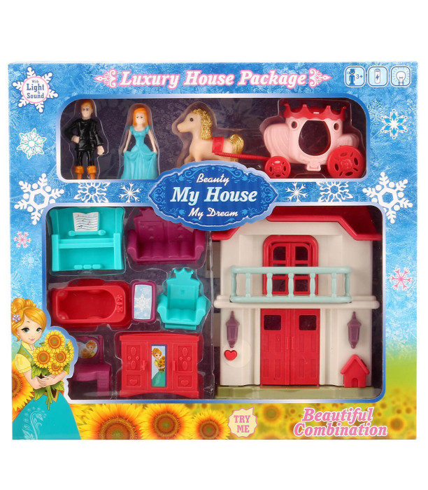 CHILDREN'S CASTLE WITH HORSE AND CARRIAGE - HOUSES FOR DOLLS AND SETS