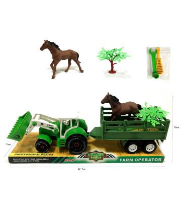 DISASSEMBLY TRACTOR WITH TRAILER AND HORSE - Agricultural, construction machinery and military equipments