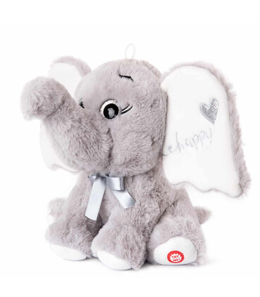 PLUSH ELEPHANT WITH HEART AND SOUND GRAY 25 CM - Small
