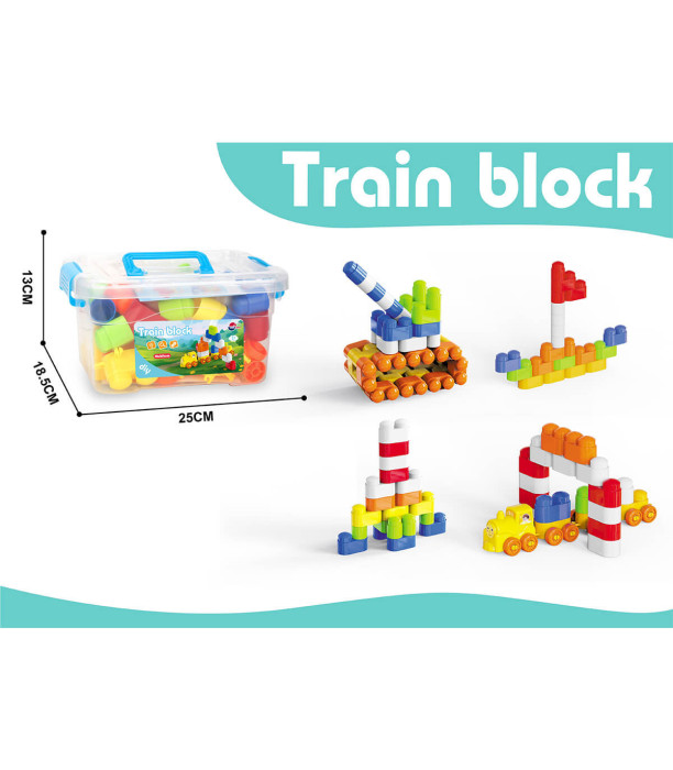 CONSTRUCTOR IN TRANSPARENT SUITCASE 65 PIECES 2 COLORS - BUILDING BLOCKS, SORTERS AND RINGS
