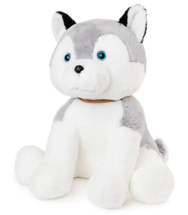 PLUSH DOG HUSKIE WITH LEATHER 24 CM - Small