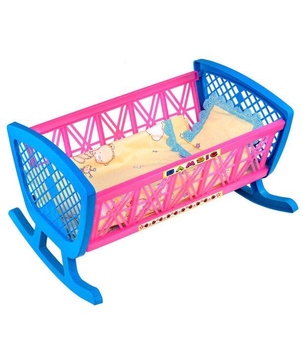 SWING DOLL BED WITH SLEEPING SET 47 CM 2 COLORS - TROLLEYS AND BEDS FOR DOLLS