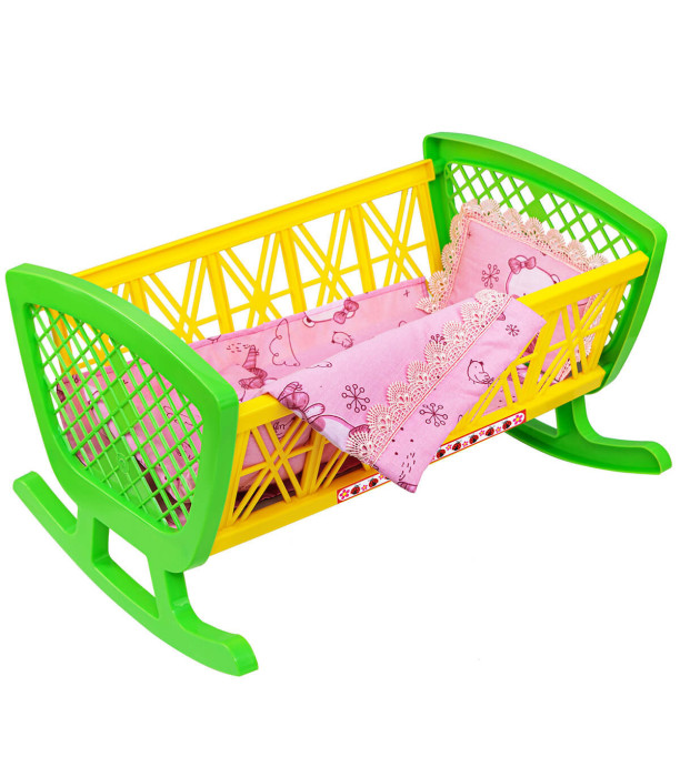 SWING DOLL BED WITH SLEEPING SET 47 CM 2 COLORS - TROLLEYS AND BEDS FOR DOLLS