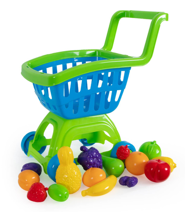 FRUIT SHOPPING CART SET WITH FRUITS 3 COLORS - KITCHENS, SERVICES AND FOOD