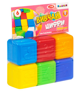 PLASTIC COLORED CUBES WITH NUMBERS 6 PIECES - PUZZLES AND CUBES