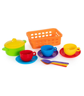 KITCHEN SET WITH BASKET, POT, CUTLERY AND CUPS - KITCHENS, SERVICES AND FOOD