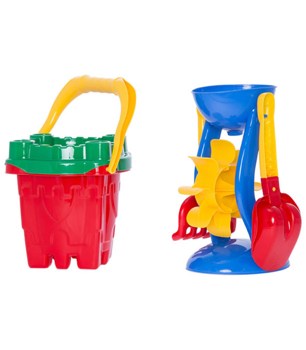 SAND BUCKET SET WITH GRINDER 5 PIECES 4 COLORS - FOR SAND