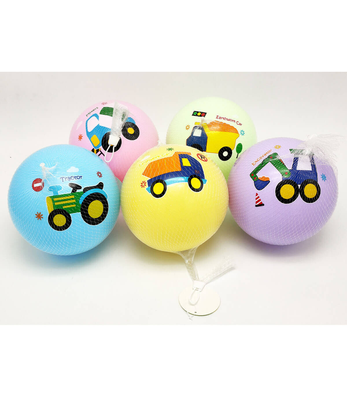 SOFT COLORED BALLS WITH VEHICLES ON THEM - BALLS
